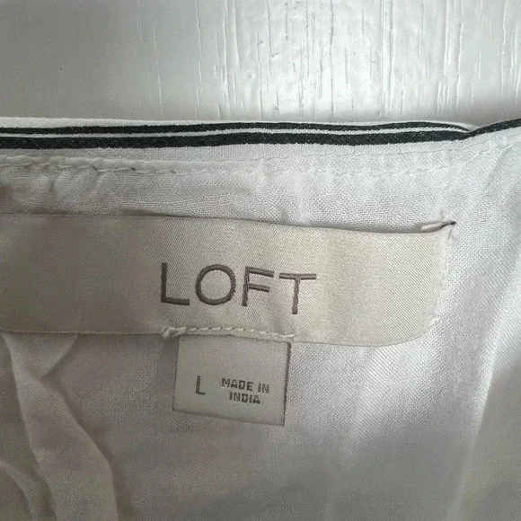 Loft Black, white, pink Stripped tank with button down front size Large - Picture 3 of 4